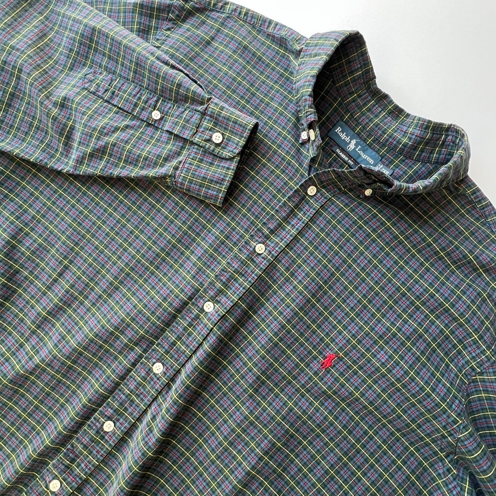 Polo Ralph Lauren Shirt 2XB Big Button Up Men Classic Fit Plaid Check Multicolor